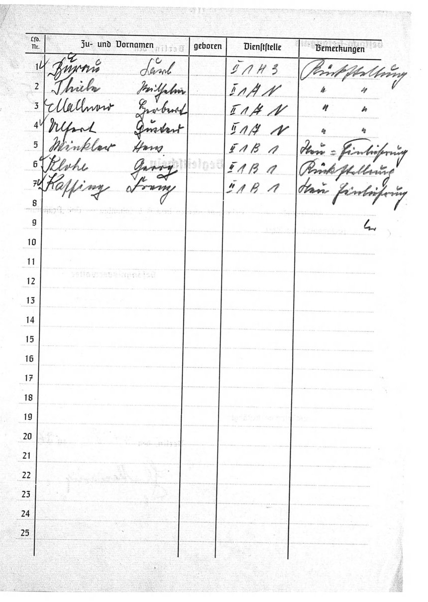 Begleitschein für einen Gefangenentransport vom Geheimen Staatspolizeiamt zum KZ Columbia, 21. August 1936