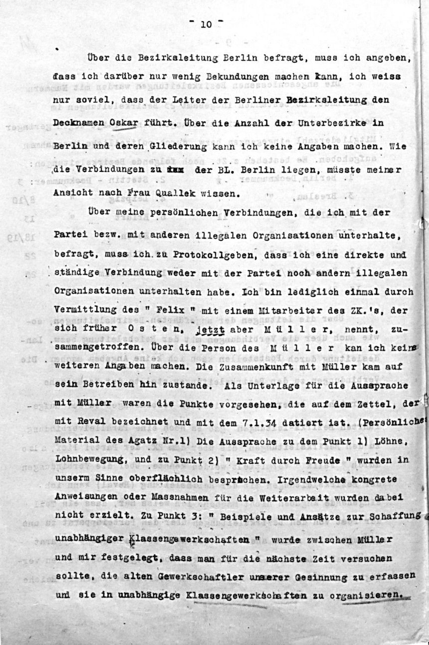 Einlieferungsanzeige Wilhelm Agatz, 1934