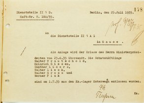 Bericht über Verhandlung gegen Kabarettisten, 24. Juli 1935